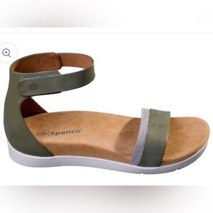 Spenco Olive Ankle-Strap Sandal with Silver Accent